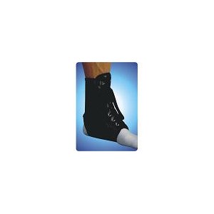 BLACK VINYL LACE-UP ANKLE BRACE - SMALL 